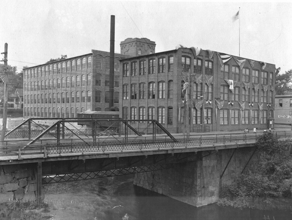 old historic photo of the Lafayette Center in Kennebunk Maine brick factory warehouse building